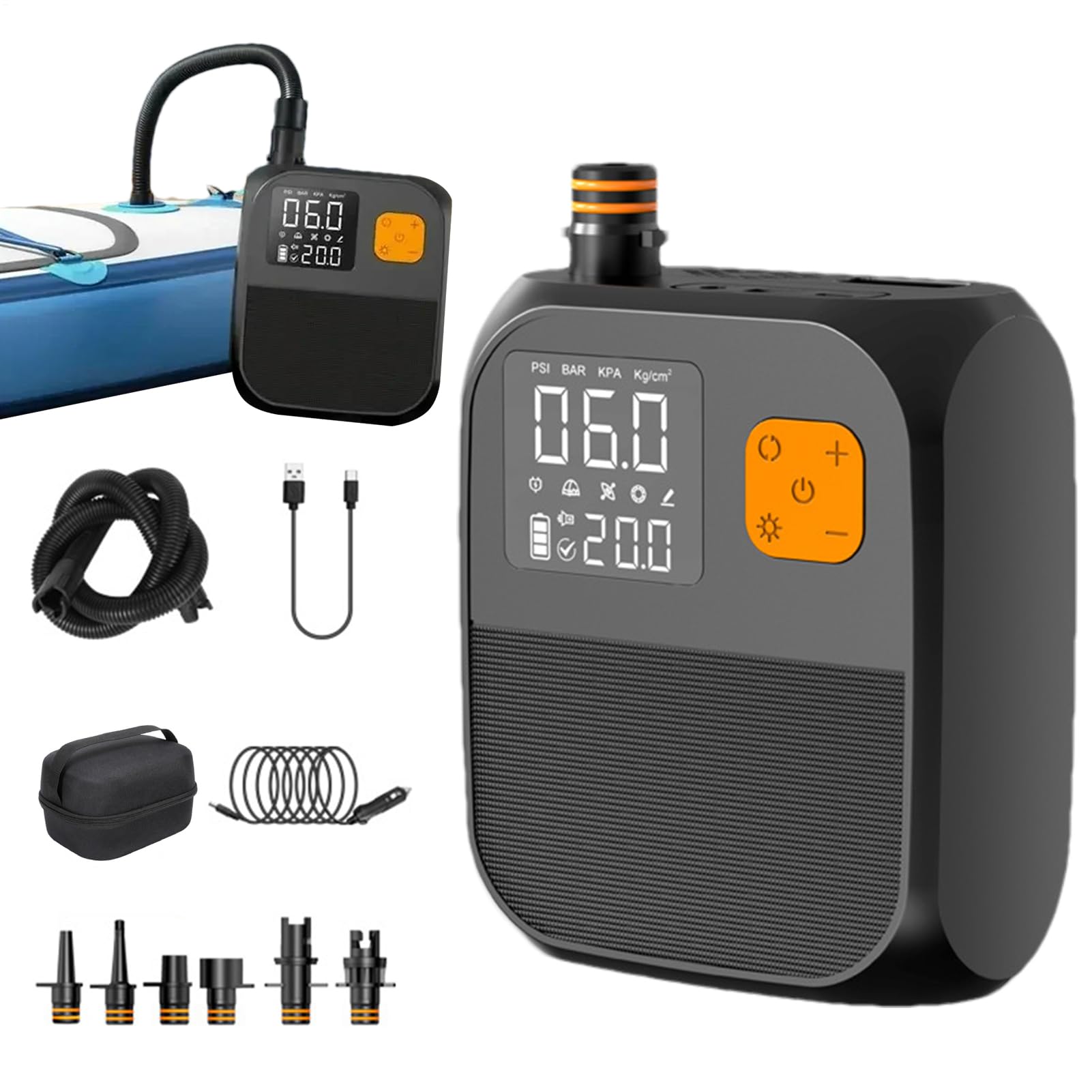Pompe À Air en Kayak - Compresseur Portable sans Fil, Inflateur Rechargeable Paddle Board | Appareil Compact De Souffleur De Matelas Léger pour Bateau en Canoë Sup- Radeau, Équipement D'inflation D