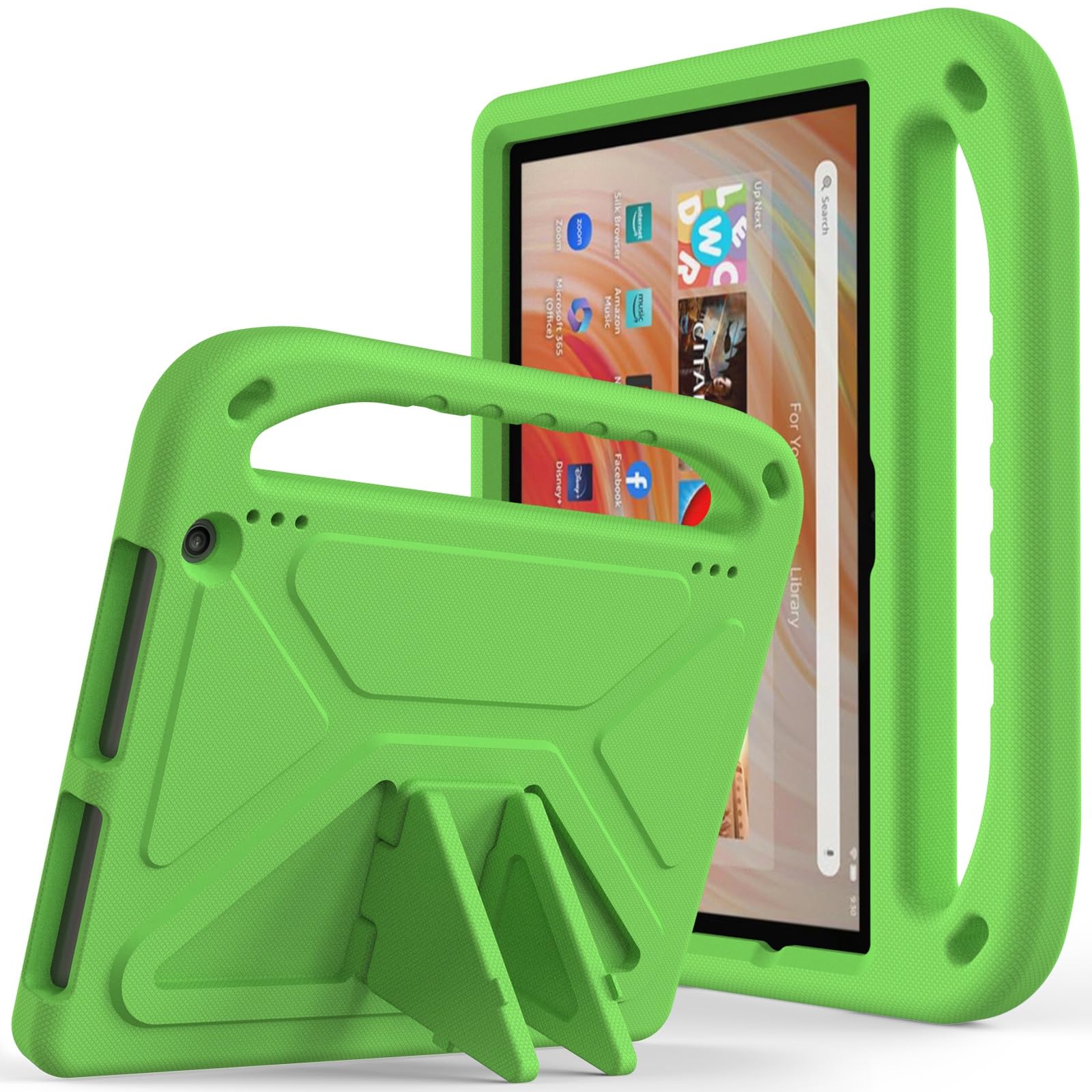 Ochronne etui na tablet Kompatybilny z Kindle Fire HD10 2023, amortyzujący wstrząsy, z uchwytem, ​​EVA, uchwytem, ​​solidne etui na tablet dla dzieci, lekkie Pełna ochrona(Ye?il)