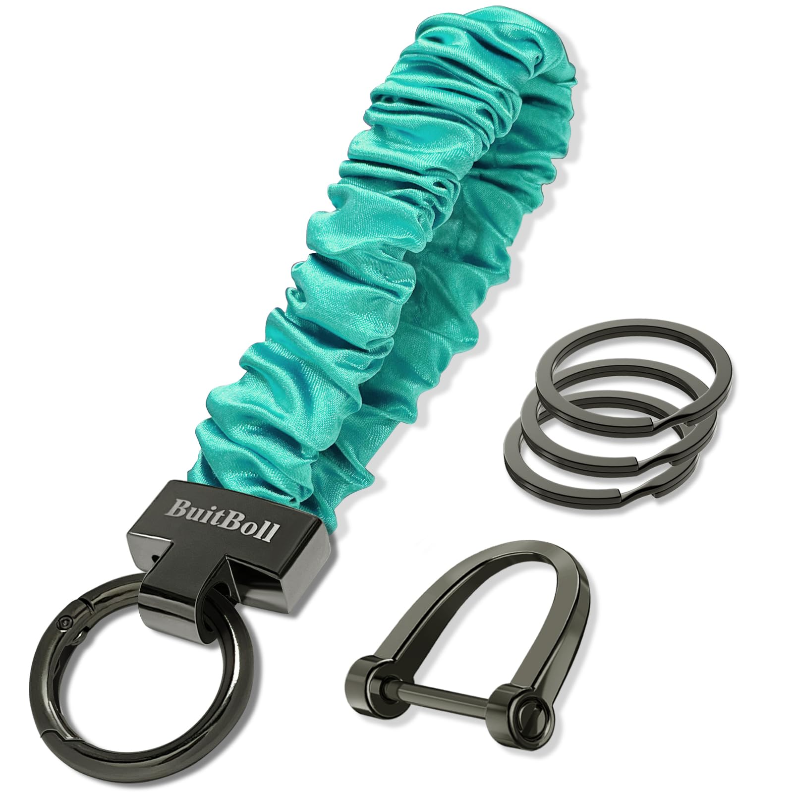 BuitBoll Keychain Wristlet, Stretchy Key Chain with D Key Ring Wrist Bracelet Key Strap for Women Girl Men