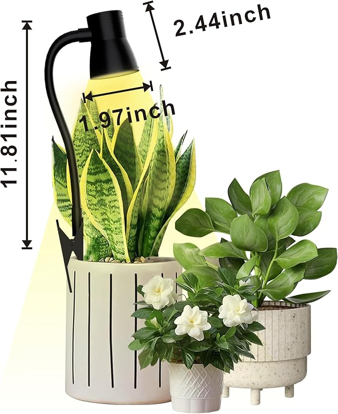 IMVSINCERE Clip On Grow Lights for Indoor Plants Full Spectrum, LED Plant Light with 360° Gooseneck, 3/9/12H Timer, 5 Brightness Levels Dimmable for Succulents, Includes 5V UL Certified Adapter (Black Edition) photo 2