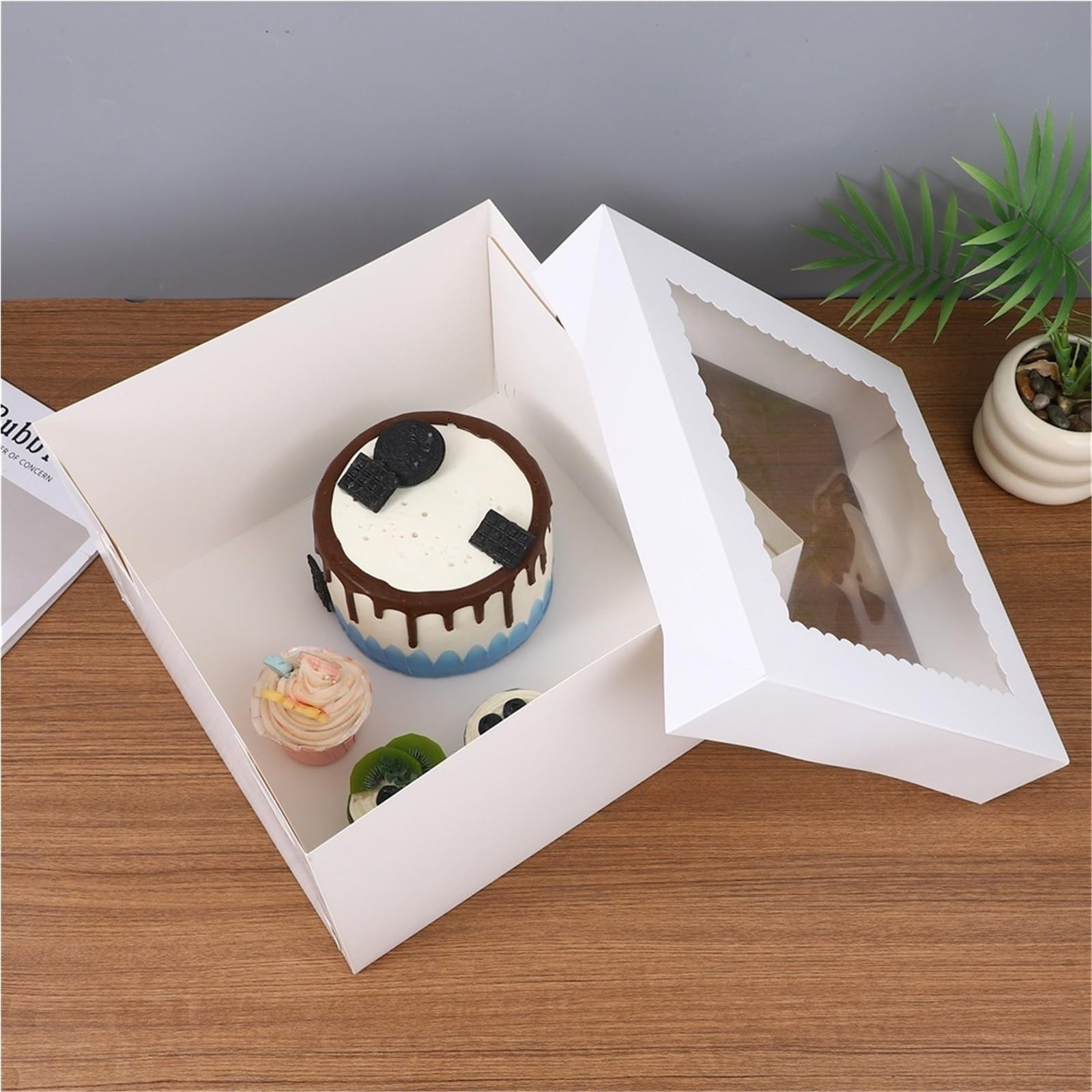 Kuchenbox Mit Fenster 20 Stück weiße quadratische Kuchenbox