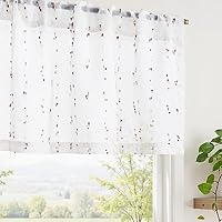 Vista 27 de jinchan Cenefa de lino para ventana de sala de estar de 16 pulgadas, cenefa de ventana de doble capa con filtro de luz, superposición rústica