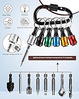 Vista 2 de Katerk - 6 unidades de 1/4 de pulgada con vástago hexagonal de aleación de aluminio para destornillador, ligero, cambio rápido, barra de extensión