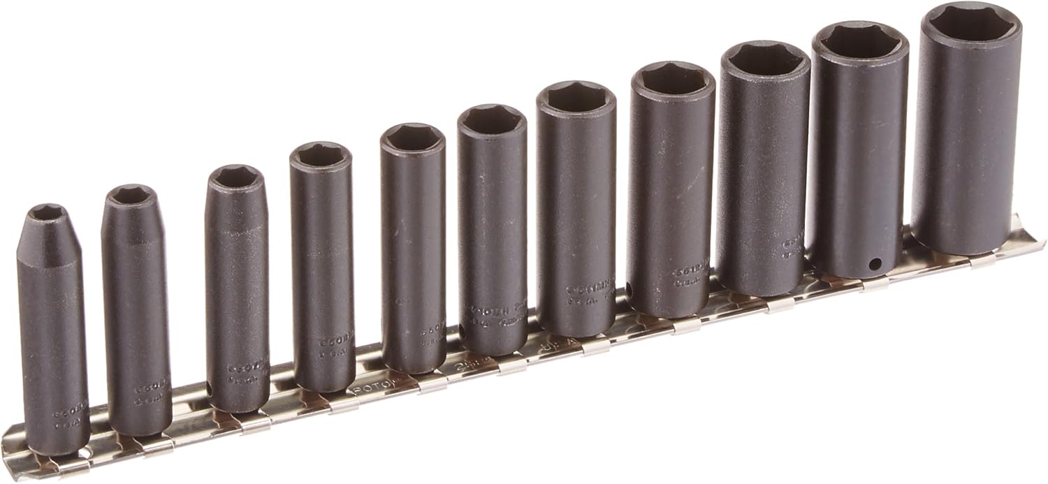 1/4" Drive 11 Piece Metric Deep Impact Socket Set - 6 Point