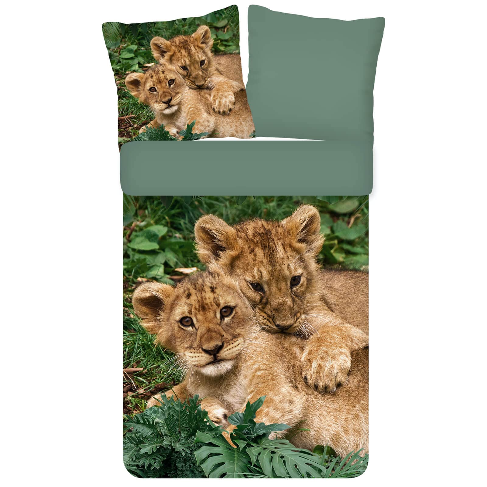 Bettwäsche Trendy Bedding Babylöwen Raubtier Wildnis Löwe Jungtiere Großkatze Tiertatze Renforcé, Größe:135 cm x 200 cm