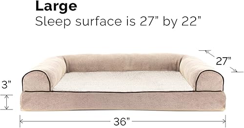 Miniatura 5 de Furhaven Cama para perro de espuma de gel refrescante, estilo sofá, crema, L