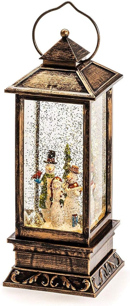 Konstsmide 2889-000 LED Snow Globe Lantern "Snowman Scene", Water Filled/Water Spinner/Indoor(IP20) with 5 Hour Timer/Battery Operated: 3xC 1.5V (excl.)/Christmas Lantern 1 Warm White Diodes