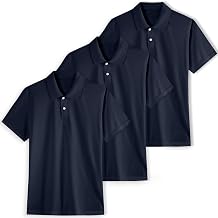 3-Pack Quick Dry Boys Polo Shirts Mesh Active Boys Uniform Shirts Age 5-16Y | Athletic Youth Polo Shirts for Boys,Kids School Collared Uniform Shirts,Button Closure Golf Polo Tops