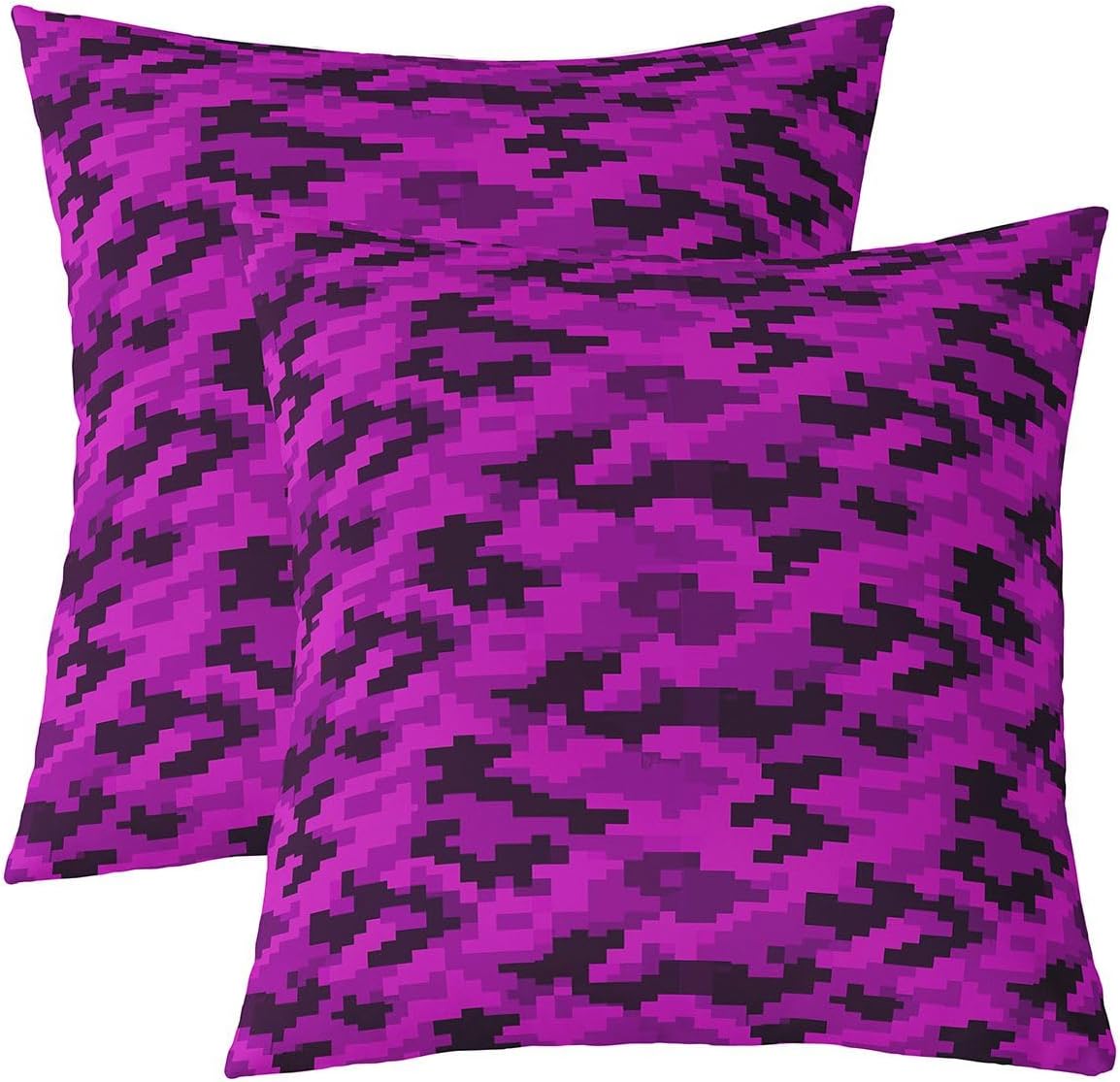 jejeloiu Pixel Decor Pillowcase 20 x 20-Inch Set of 2 Camo Pixel Throw Pillow Covers for Kids Boys Girls Decor Purple Abstract Cushion Case Breathable Soft Microfiber Modern Geometric Bedroom Decor