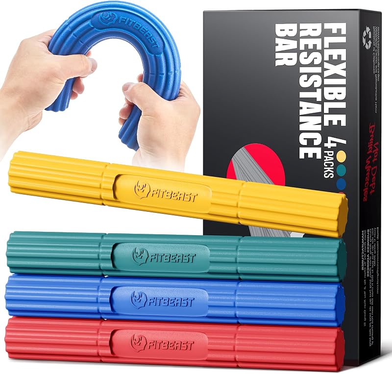 FitBeast Flex Therapy Bar, Tennis Elbow Therapy Bar - Ideal para aliviar el dolor de la tendinitis y mejorar la fuerza de agarre, Fitness Resistance Bar para golfistas Codo y tendinitis, Twist Bar para fisioterapia
