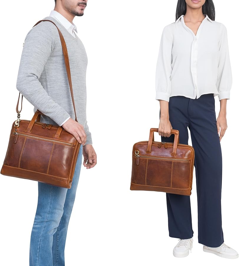Cole' Vintage Borsa Laptop 14 Pollici Pelle Uomo Stretta