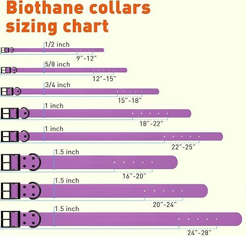 Miniatura 9 de Dogline Biothane - Collar impermeable para perro, resistente cincha de nailon recubierto con herrajes negros, a prueba de olores para un fácil