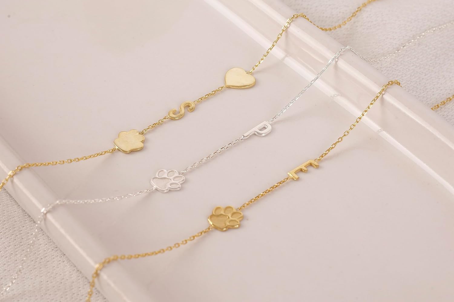 Custom Sideways Initial Letter Name Necklace for Women - 925 Sterling Silver Dainty Jewelry Gift for Girls - Perfect Memorial Gift for Pet Lovers
