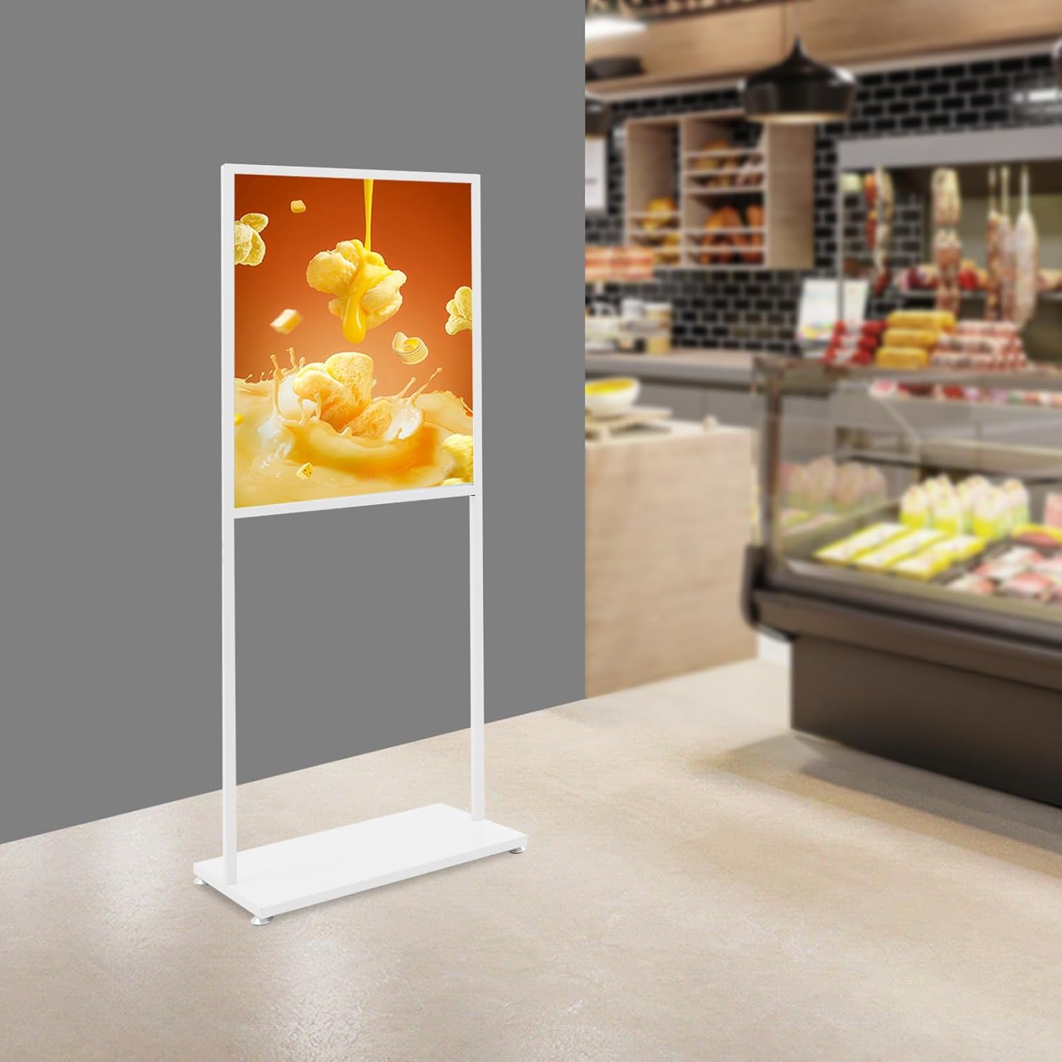 22x28 inch Sign Holder Poster Stand Menu Board Displays Stand, White Pedestal Floor Standing Banner Message Advertisement Holder for Restaurant Cafe Hotel Store