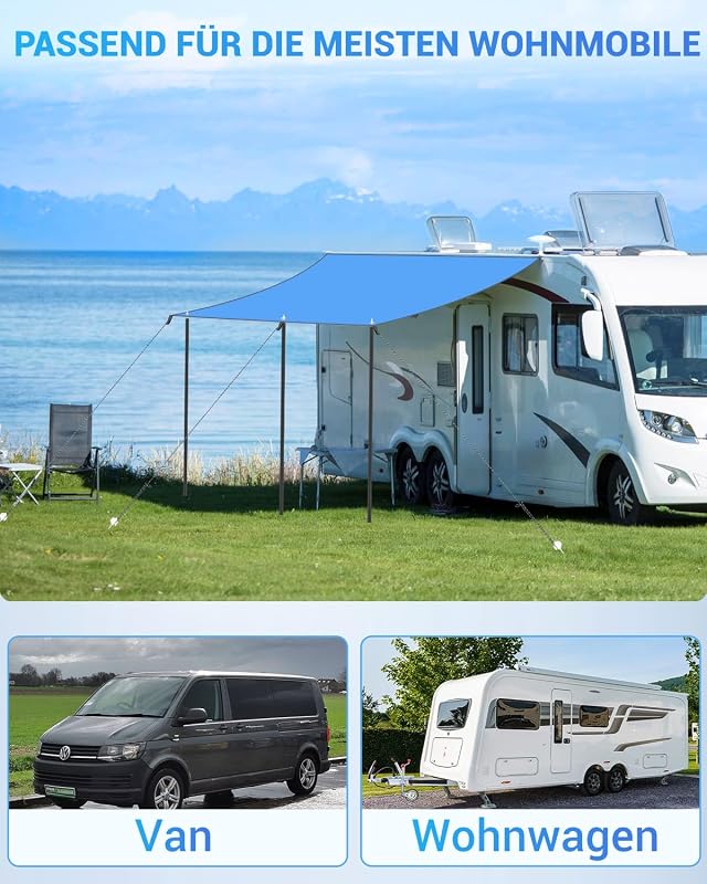 SUPAREE Lakókocsi lakóautó napellenző 210D oxford 3 szegőléc csíkos UV és vízálló ponyva 3,5 x 2,4 m furgonhoz és motorhome-hoz