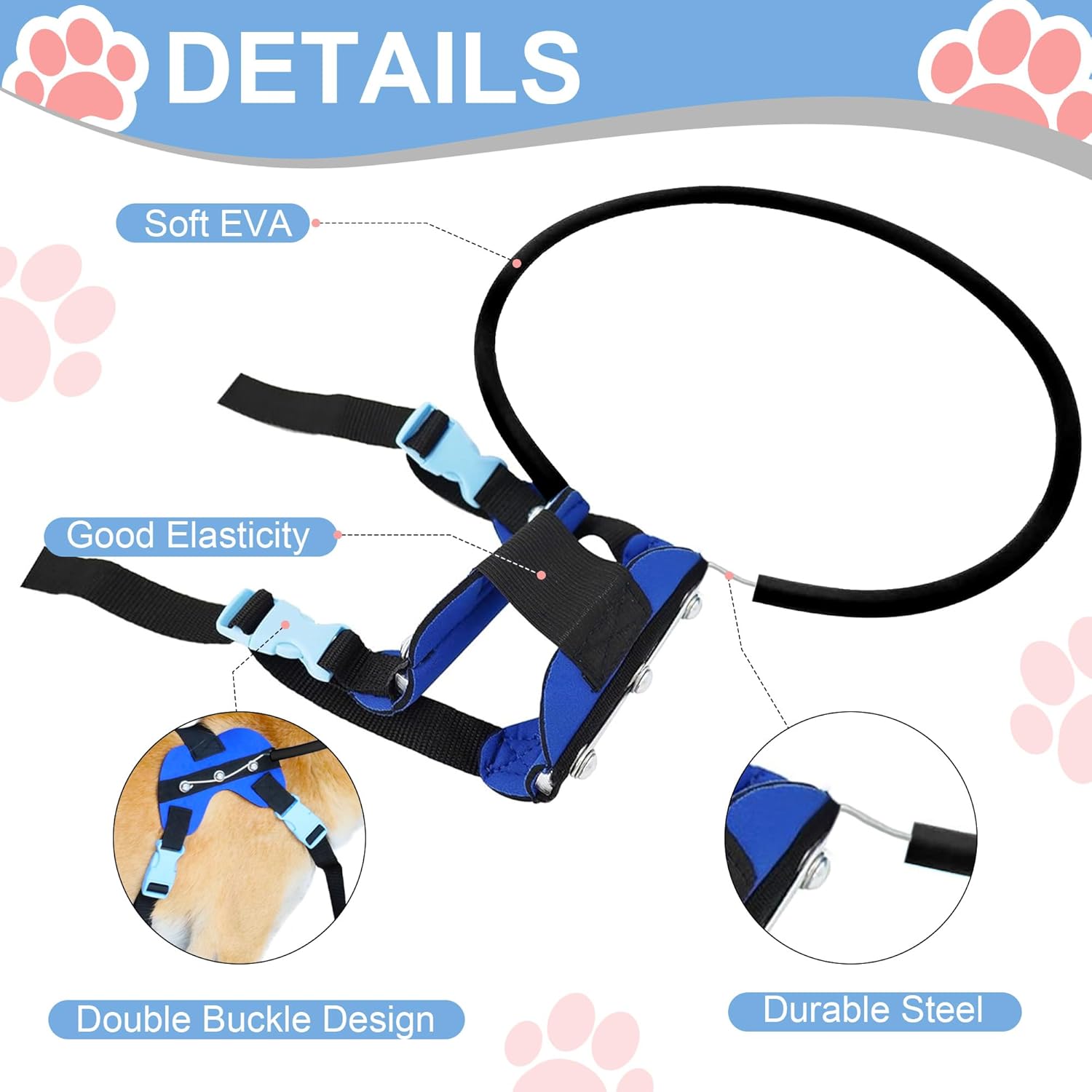 Adjustable Blind Dog Halo Harness, Protective Collar & Guiding Device, Safe and Confident Navigation Guiding Aid for Visually Impaired Pets(12.5"-17.5")