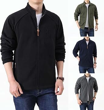 【Sobaq】RM Nordic Fleece ZU xoxingysm Mens Polar Fleece Jacket Sherpa Lined Warm Thick