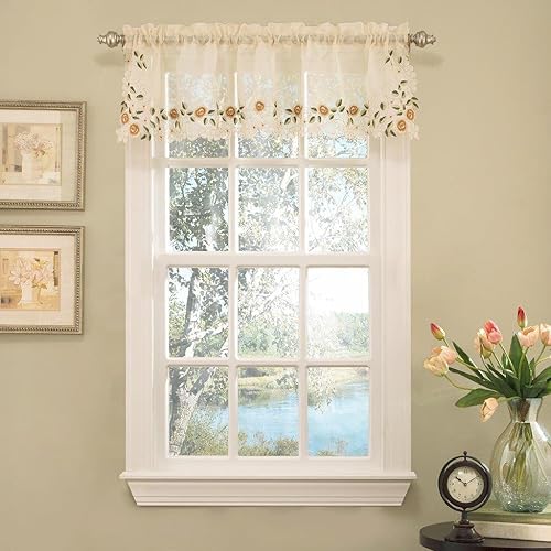 Vista 135 de Juego de cortinas de cocina, con festón, con visillo Hopewell Blanco