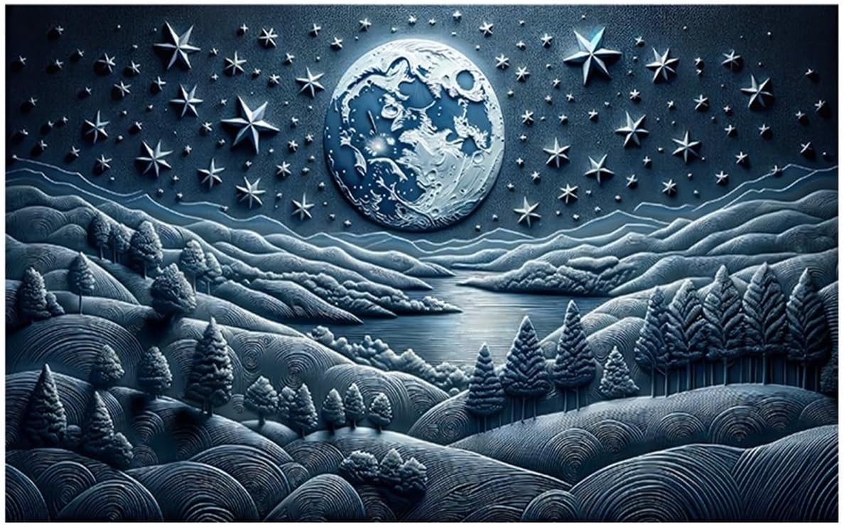 Aquarium Background Sticker Star and Moon Relief Poster Decoration Fish Tanks Reptile Habitat(90x60cm 36x24in)