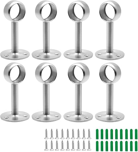 Miniatura 8 de Jiozermi 4 soportes de barra de cortina de montaje en techo de 1 pulgada, soporte para barra de barra de armario de brida, enchufe de barra de