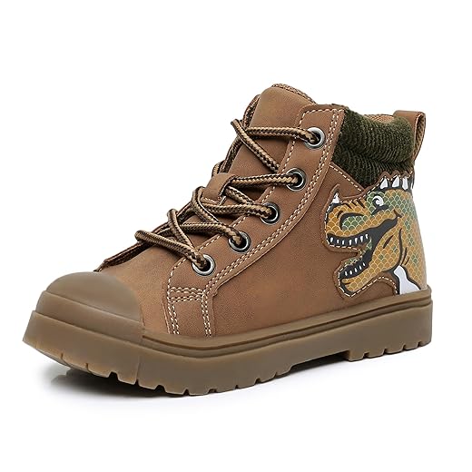 Ahannie Toddler Boys Boots – Kids Dinosaur Ankle Fall Boots with Side Zipper Water-Resistant Outdoor Shoes (Toddler/Little Kid)