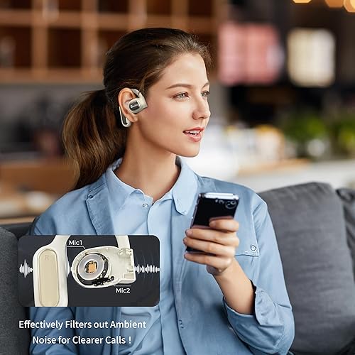 Miniatura 5 de aubor Auriculares deportivos inalámbricos Bluetooth 5.3 con 2 micrófonos, controlador de 0.638 in, conversación clara ENC, IPX6 resistente al agua,