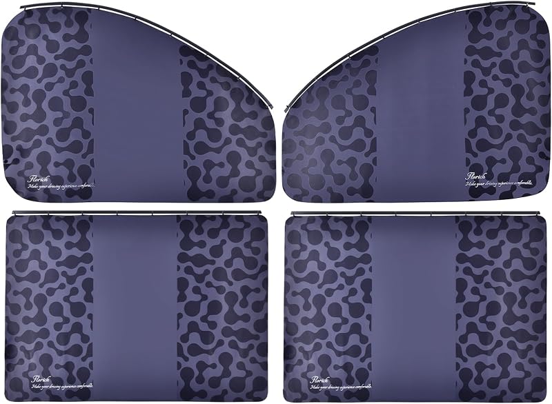 FLORICH Protetor Solar para Janela Lateral de Carro com Trilho Embutido Azul, 4 unidades