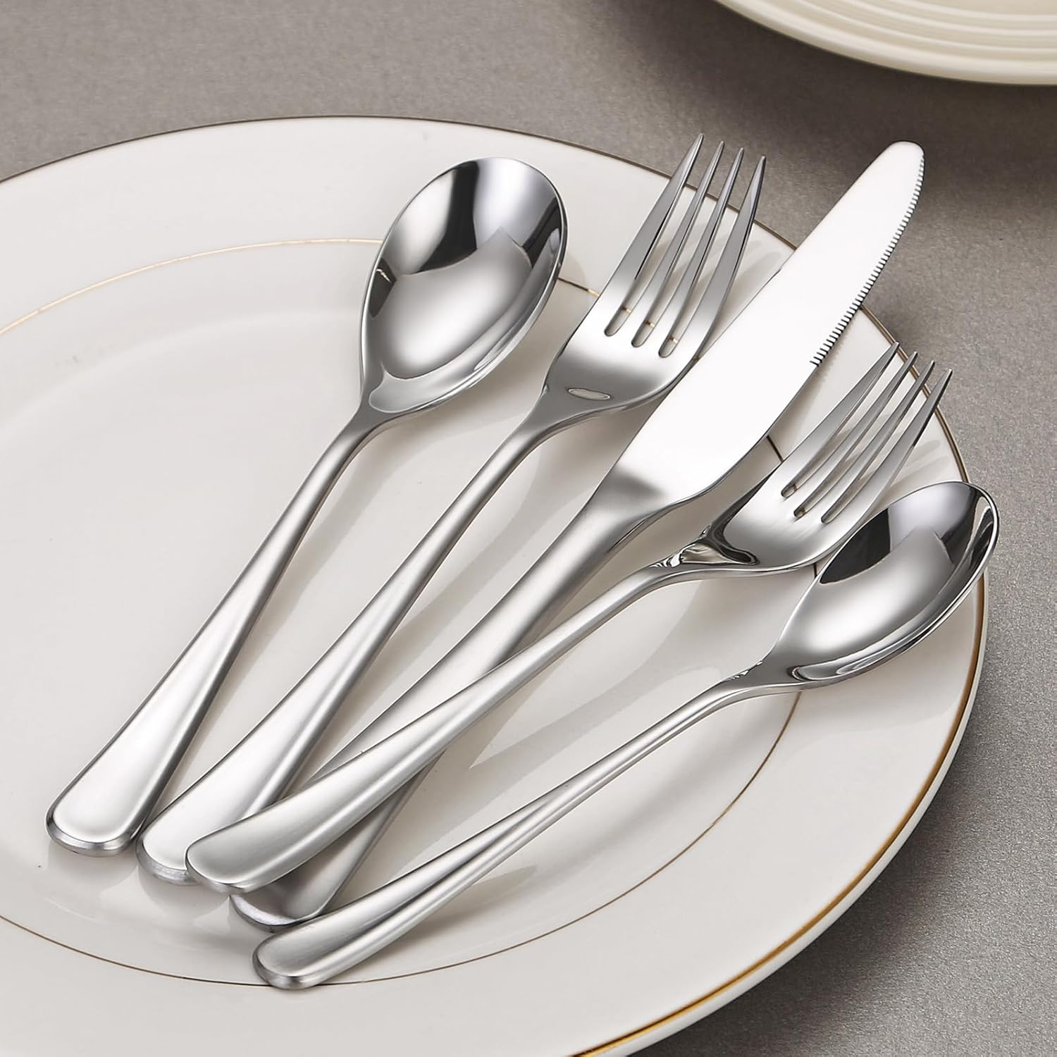 20-Piece Silverware Set for 4, Cutlery Set Premium 18/0 Stainless Steel Flatware Set, Heavy-Duty Durable Construction, Mirror-Polished Finish, Dishwasher Safe