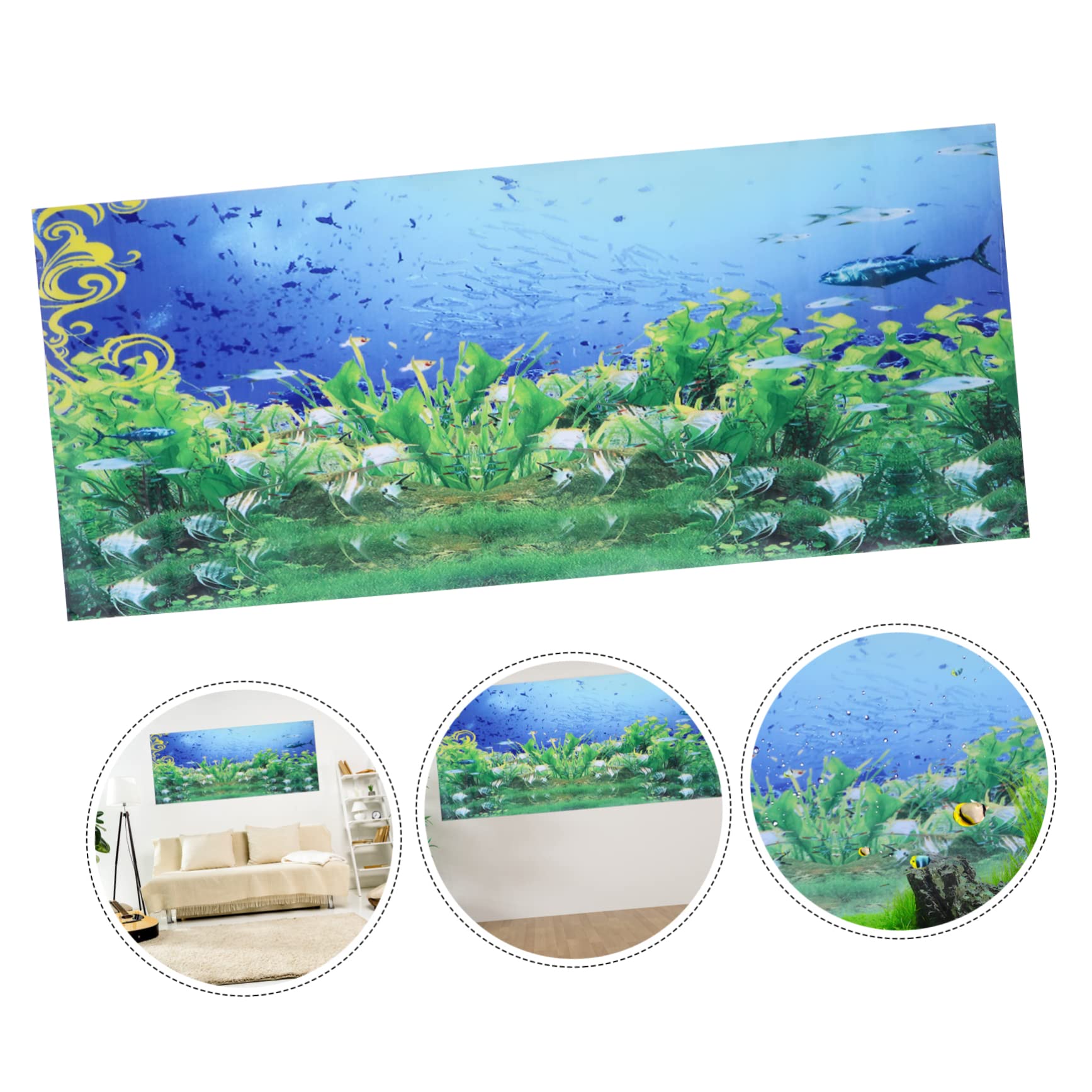 3 Piezas etiqueta engomada del fondo del tanque de peces 3d imagen de fondo bajo el agua decoración pegatinas etiqueta del acuario cartel de pecera espesar Decorar fotografía