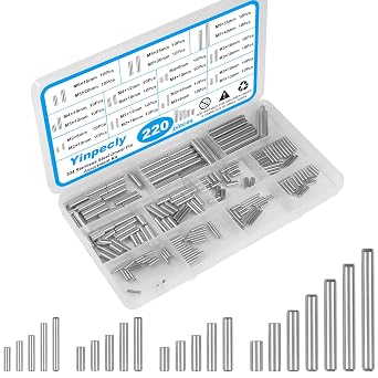 220Pcs 304 Stainless Steel Dowel Pin Metal Shelf Support Pegs Kit | 22 Sizes M2 M3 M4 M5 Cylindrical Shelf Support Peg Pin Fasten Elements Assortment Kit