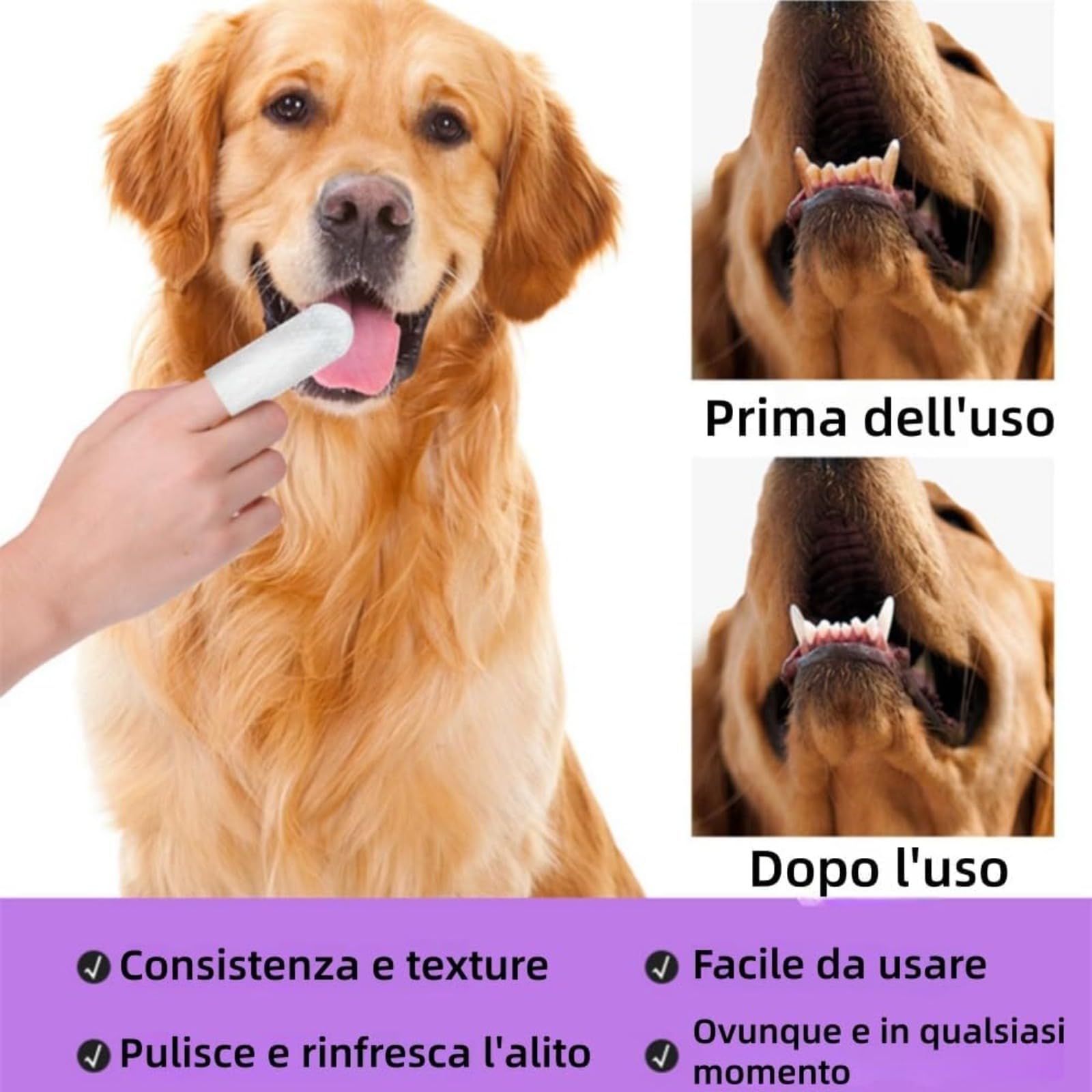 Zampalife Salviette Dentali Adatto a Cani e Gatti, Riduce Il Tartaro, Elimina Alito Cattivo e Alito Fresco (1 Scatola)