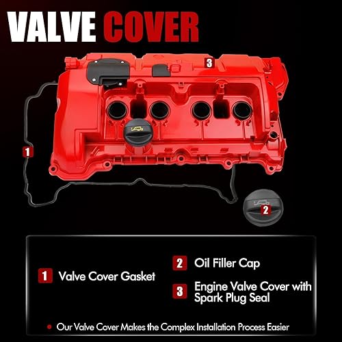 Miniatura 10 de MITZONE Cubierta de válvula de culata compatible con Mini Cooper Base R55-R61 non-S N16N12 1.6L Reemplazar # 11127646554