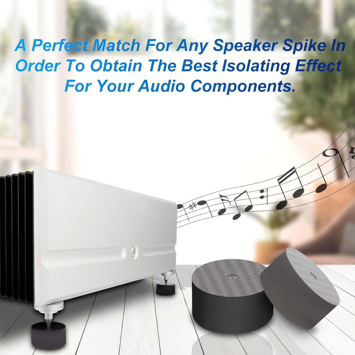 Monosaudio Carbon Fiber Speaker Spike Floor Protectors Speaker Isolation Feet 40x20mm Speaker Spike Floor Protectors Pad Stand for Audio,Speakers,Subwoofers,Amplifier,DAC,PC Case,Turntable(Black)