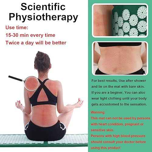 Vista 32 de XiaoMaGe Juego de alfombrilla de acupresión y almohada con bolsa, alfombrilla de acupuntura extra larga para aliviar el dolor de cuello y espalda