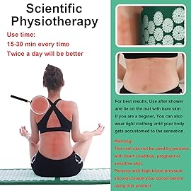 XiaoMaGe Acupressure Mat and Pillow Set with Bag - Extra Long Acupuncture Mat for Neck & Back Pain Relief- Naturally Relaxation Gift for Women - Stress Relief Massage Mat (Green)