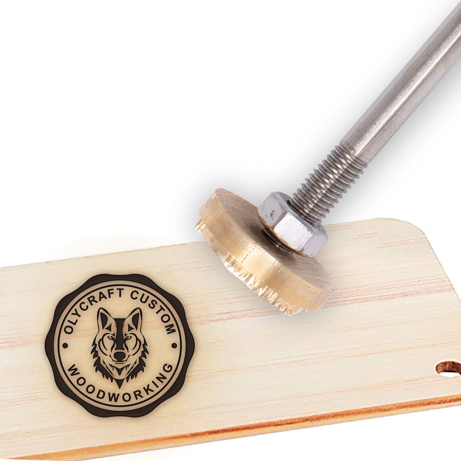 OLYCRAFT Custom Wood Branding Iron - Brass Stamp With Wood Handle For Leather, Wood, BBQ