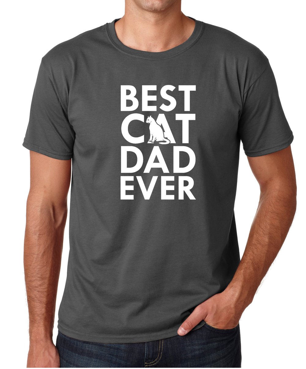 CBTWear Best Cat Dad Ever - Funny Cat Shirt, Dad Tee, Mens Cat Tshirt, Gift for Cat Lovers, Gift for Cat Owner Men's T-Shirt, Charcoal, M