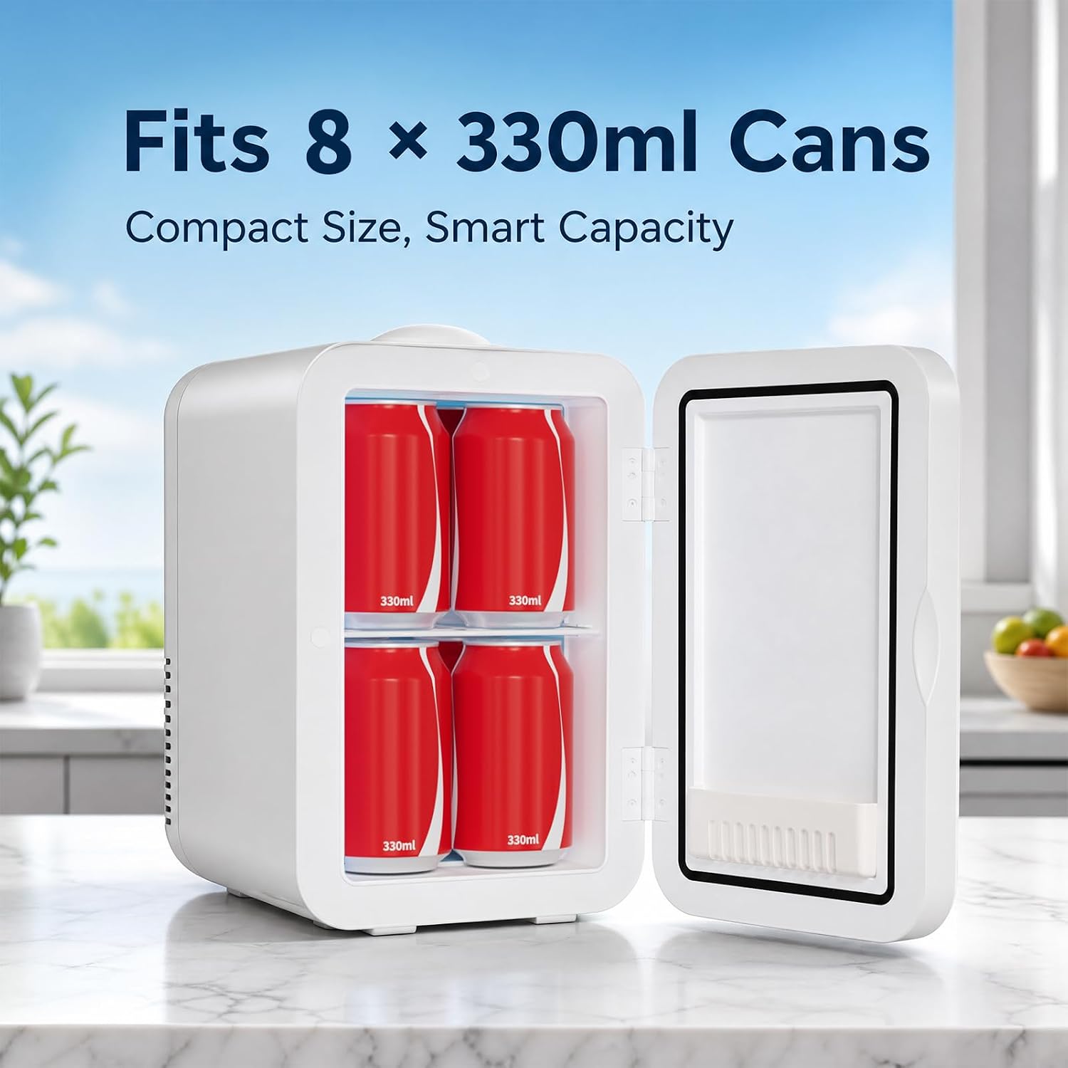 6L Mini Skincare Fridge & Cosmetic Organizer, Portable, White