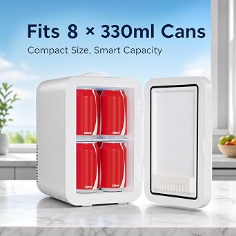 6L Mini Skincare Fridge & Cosmetic Organizer, Portable, White