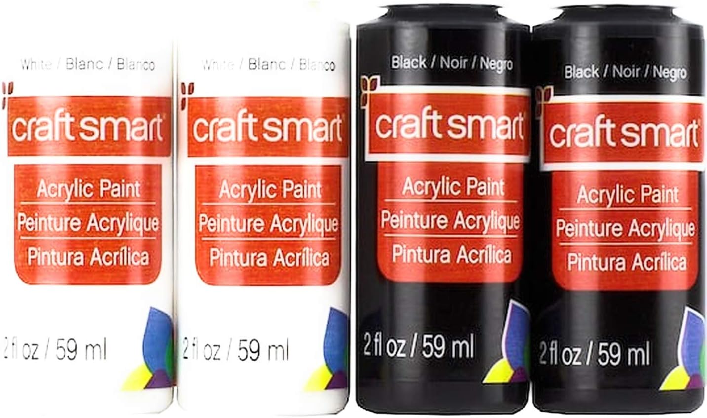 Craft Smart Acrylic Paint Sets- Black & White Acrylic Paint Value Set ...