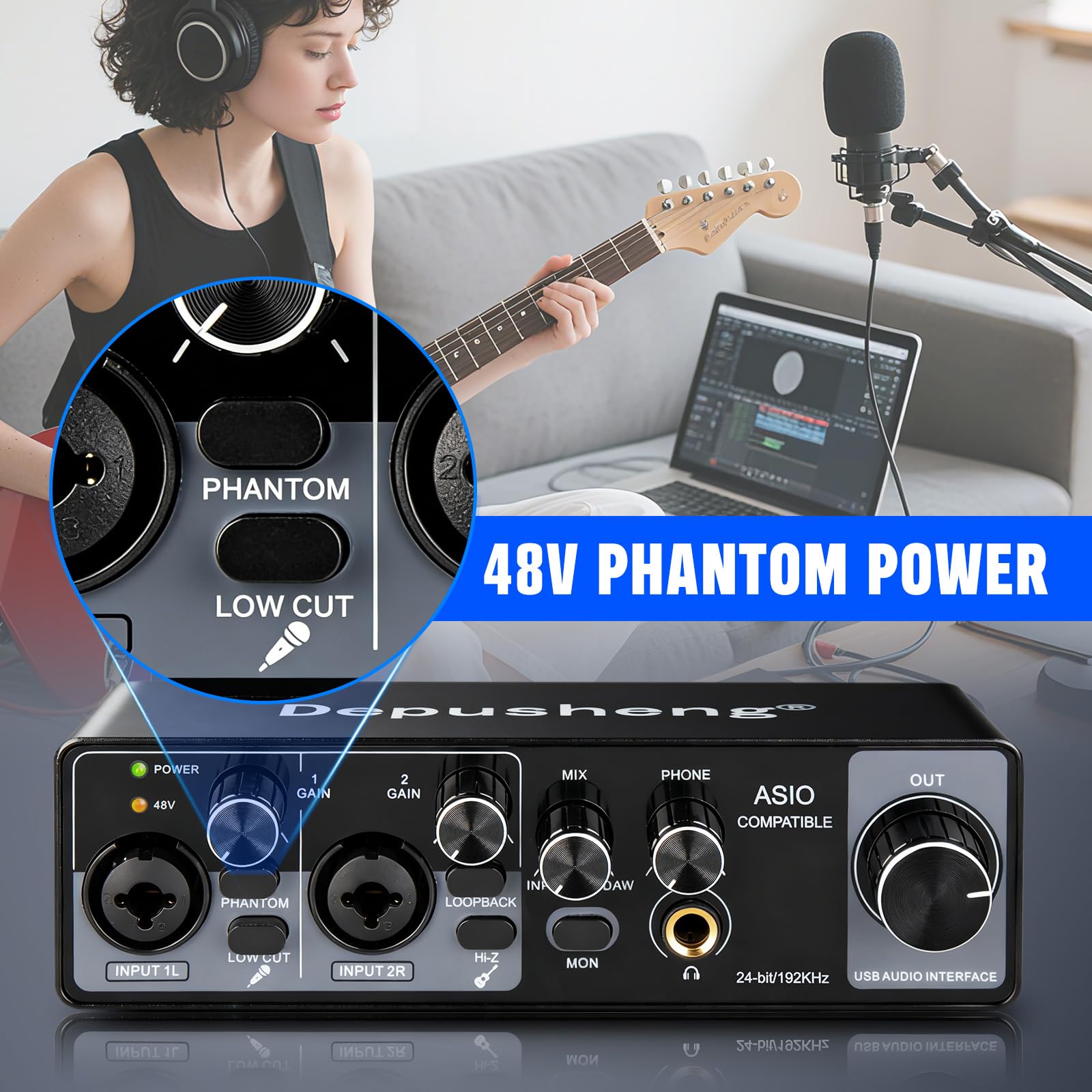 Depusheng USB Audio Interface with ASIO Drivers | Grabación de Audio, Uso en Estudio
