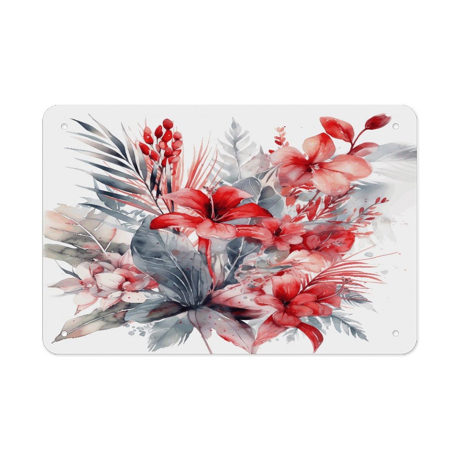 Fodpand Style Drawn Tropical Flowers Wall Art Metal Signs Tin Sign