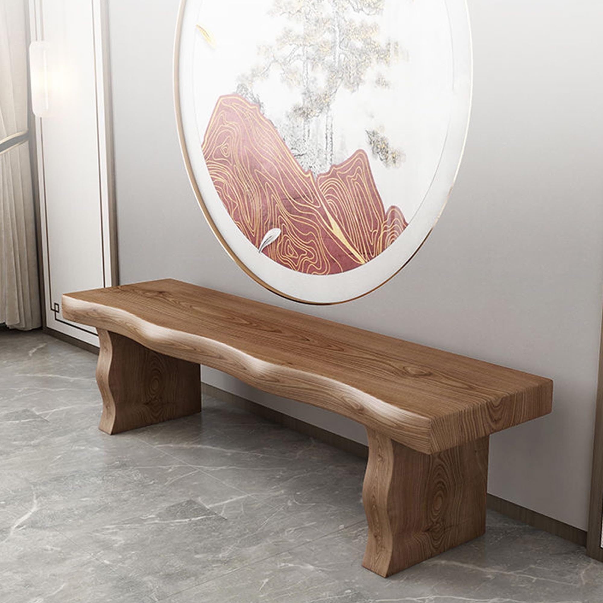 WXZXWXZX Wood Entryway Narrow Bench Wooden Dining Table Bench Indoor Farmhouse Bedroom End of Bed Narrow Window Bench Seat for Kitchen Dining Room Hallway(120cm/47.2in)