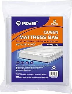 Sponsored Ad - PROWEE 2 Pack Queen Size Heavy Duty 4MIL Mattress Bag Clear Mattress Storage Bag Mattress Disposal Bag Matt...