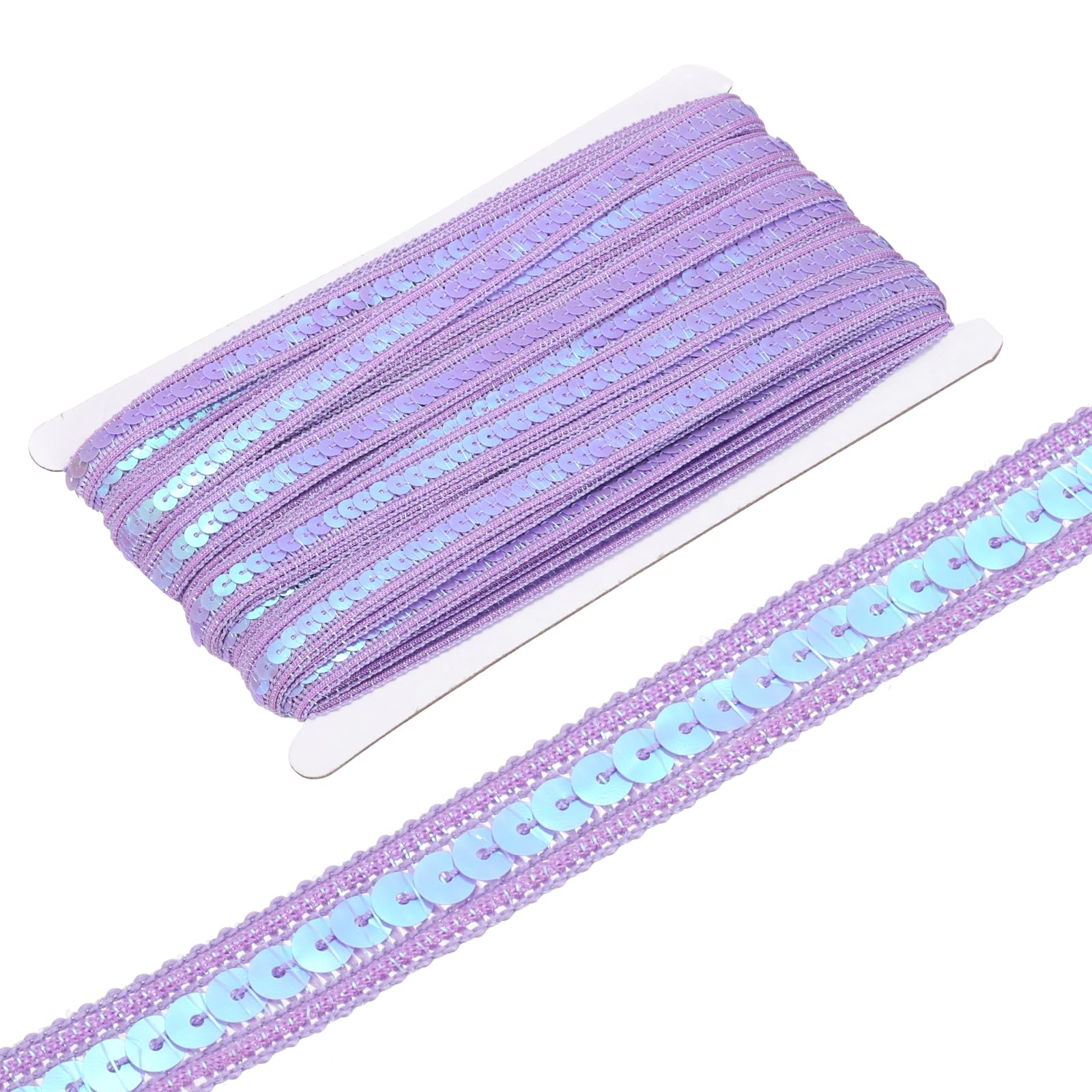 sourcing map 0.5 Inch x 35Yards Sequin Ribbon Trim Sequin Braid Trim Flat Glitter Ribbon for Crafts Embellishments Costume Hats Dress Shoes Headband Sewing, Light Purple
