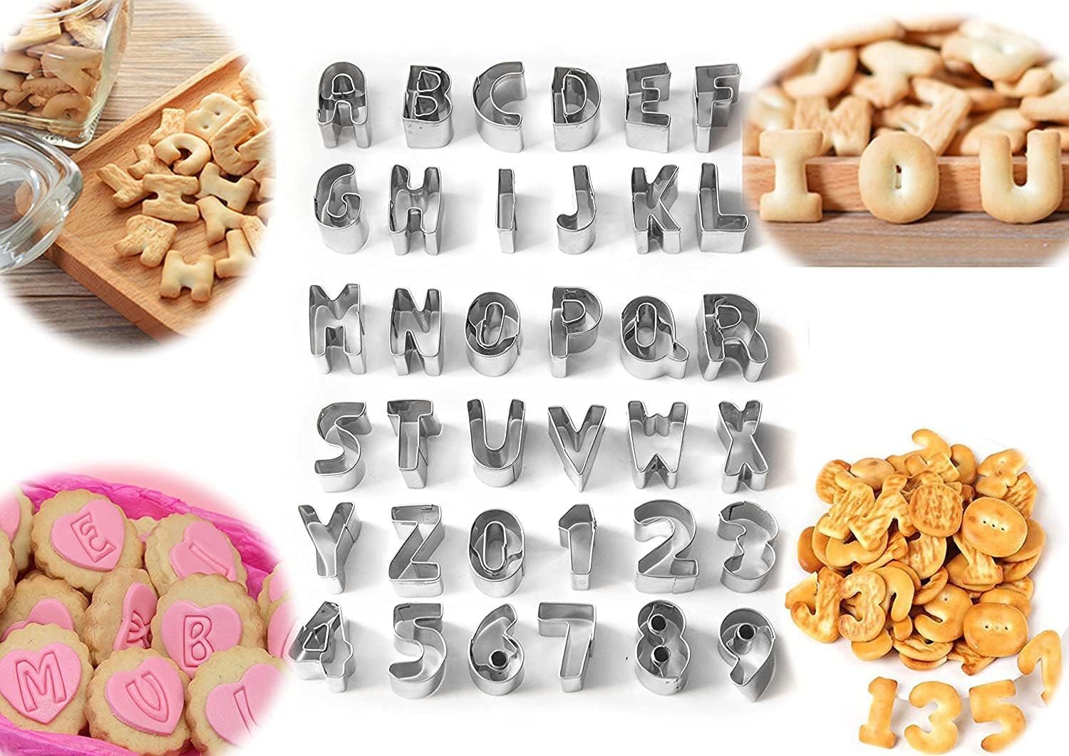 36 Small Piece Letter Cookie Cutters Alphabet Cookie Cutters Baking Accessories (36 pcs ABC,123)