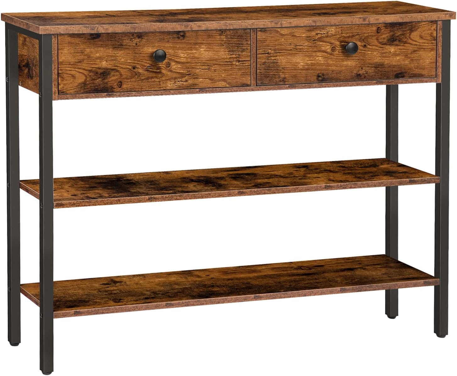 Table Console, Table D'Entrée Avec 3 Tiroirs Et Étagère De Rangement Pour Entree Salon Style Campagnard Marron Miel Et Blanc Rustique 94464315