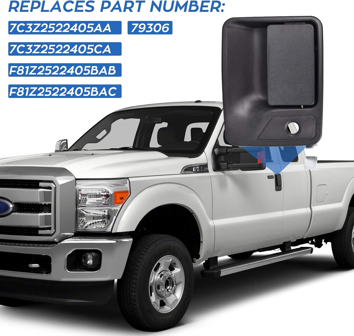 FAERSI Exterior Outside Door Handle Front Left Driver Side Replacements for 1999-2016 Ford F-250 F-350 F-450 F-550 Super Duty | 2000-2005 Ford Excursion | 00-15 Ford F650 | 00-13 Ford F750, 79306