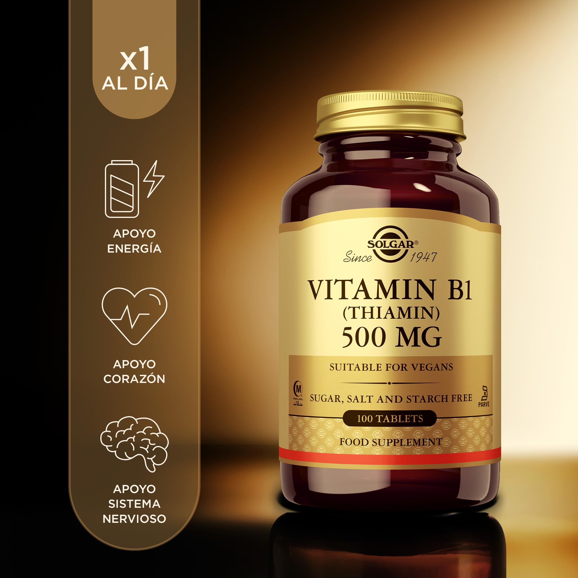 Solgar Vitamina B1 (tiamina) 500 Mg Comprimidos - Envase De, 100 Unidad