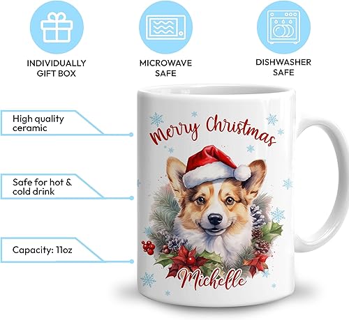 Vista 35 de Hyturtle Regalos personalizados para amantes de las ardillas, con sombrero de Papá Noel, taza de café de cerámica con nombre personalizado, taza